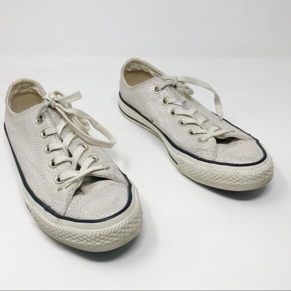 Converse All Stars CAS Crackled iridescent Leather Sneakers Shoes womens 7.5 - Picture 4 of 14